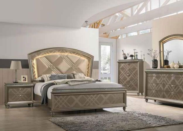 Cristal Bedroom Suite, King or Queen with 2 USB Outlets