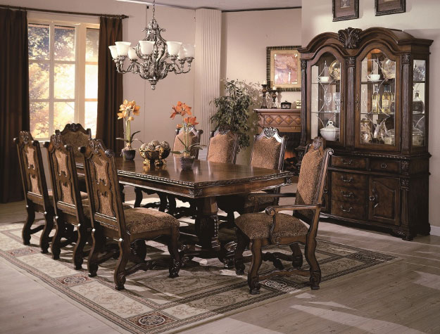 Crown Mark Neo Renaissance Double Pedestal Dining Set 